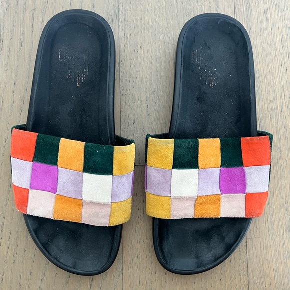 CHARLOTTE STONE JACQUIE MULTICOLOR WOVEN PATCHWORK SUEDE SANDAL - Picture 2 of 3